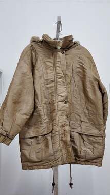 Vintage P.A. Originals Faux Fur Trim Hooded Parka - Tan/Bronze (Size M)